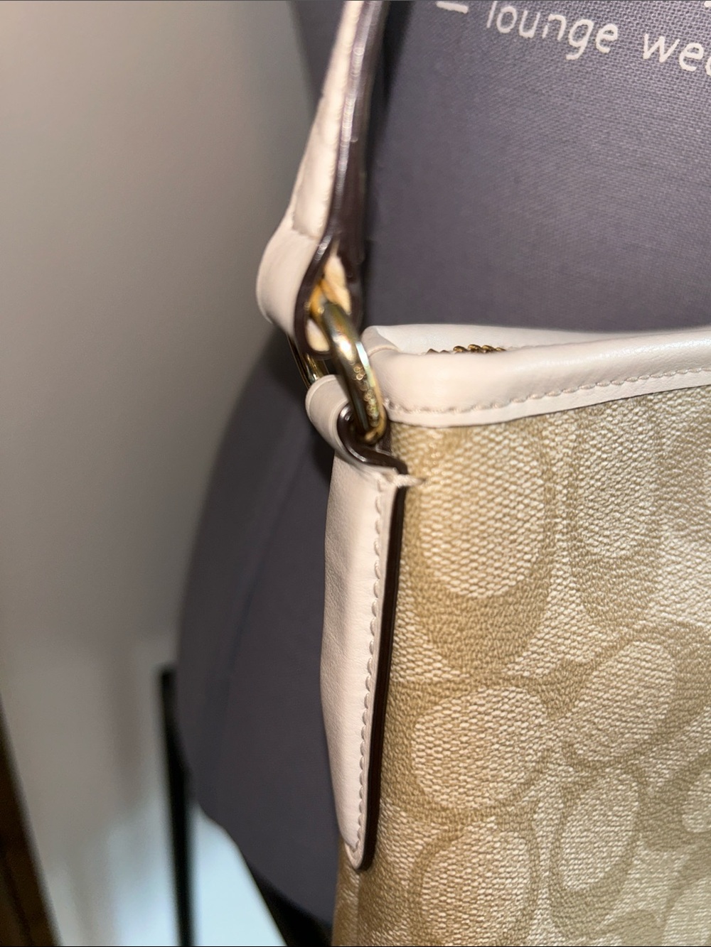 Coach Beige Signature Monogram Crossbody with White Trim - Picture 9 of 10